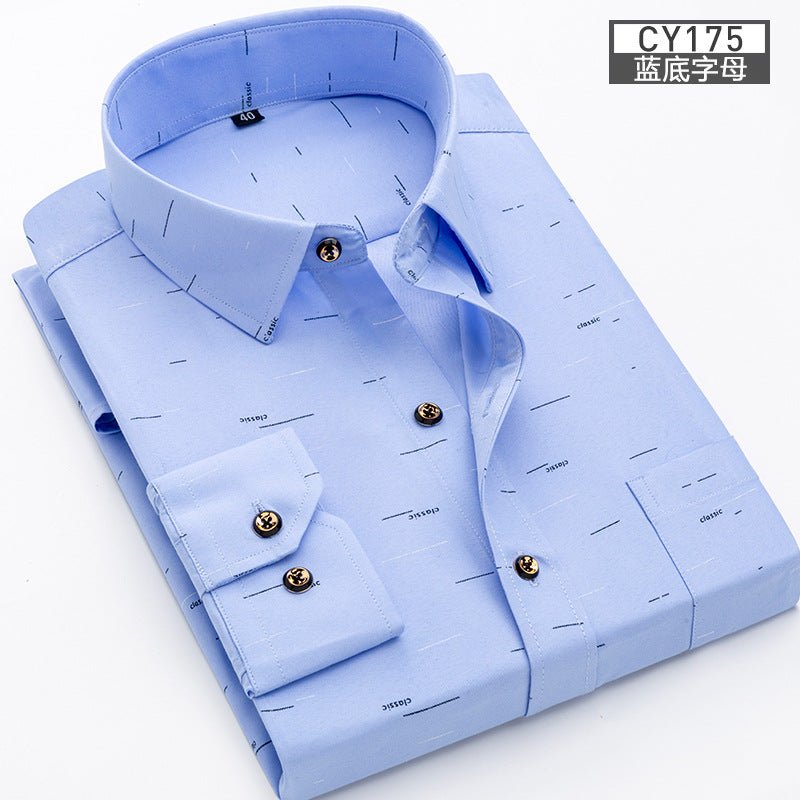 New Men's Printed Long-Sleeved Shirt, Korean Style Slim Fit, Youth Fashion, Casual and Versatile Shirt, Cross-Border Bestseller in Europe and America - stoutforge
