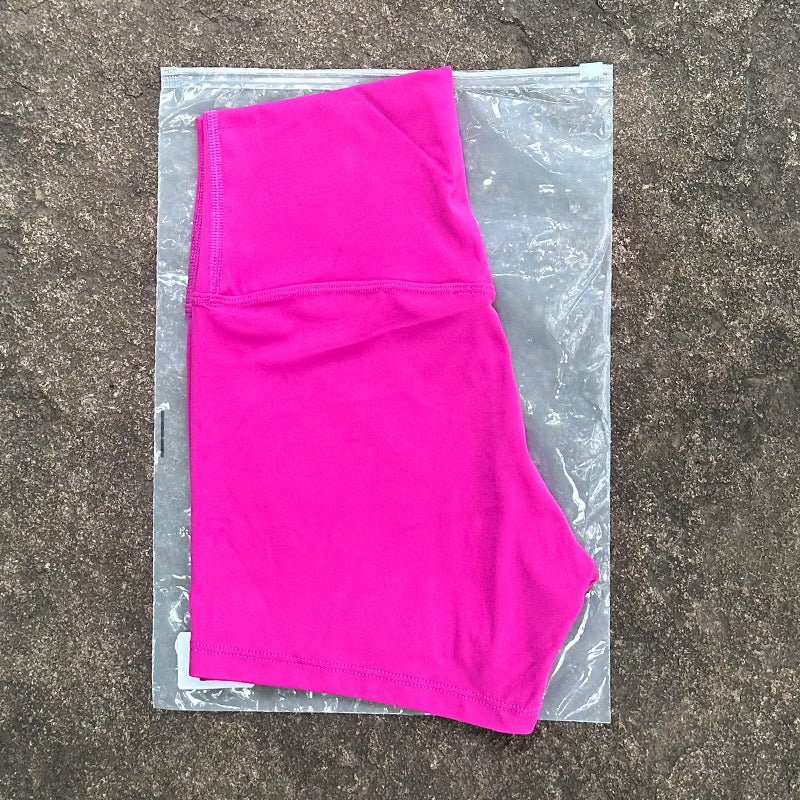 New Nude High-Waist Brushed Shorts Yoga Wear Nylon Shorts Women's Tight Yoga Three-Point Sports Shorts Peach - stoutforge