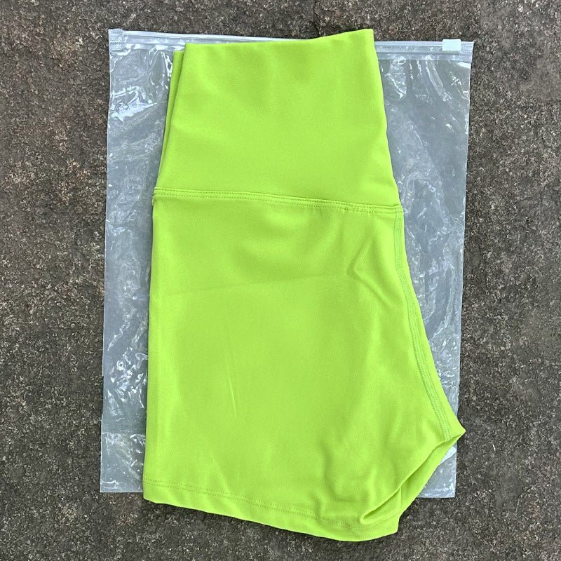 New Nude High-Waist Brushed Shorts Yoga Wear Nylon Shorts Women's Tight Yoga Three-Point Sports Shorts Peach - stoutforge