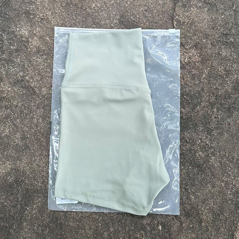 New Nude High-Waist Brushed Shorts Yoga Wear Nylon Shorts Women's Tight Yoga Three-Point Sports Shorts Peach - stoutforge