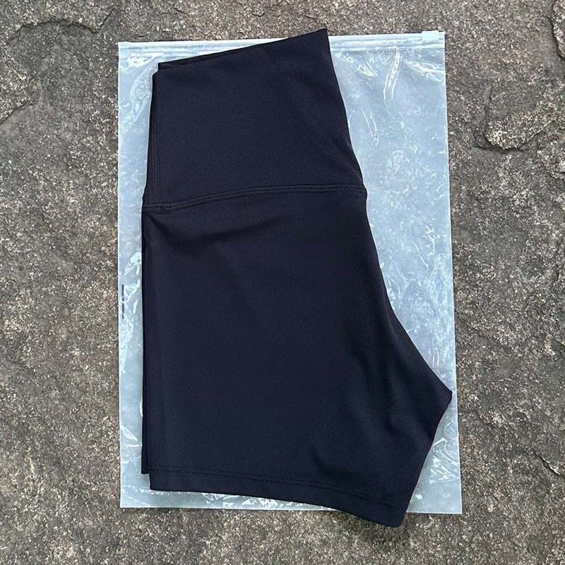 New Nude High-Waist Brushed Shorts Yoga Wear Nylon Shorts Women's Tight Yoga Three-Point Sports Shorts Peach - stoutforge