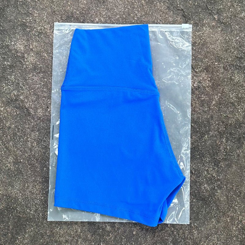New Nude High-Waist Brushed Shorts Yoga Wear Nylon Shorts Women's Tight Yoga Three-Point Sports Shorts Peach - stoutforge