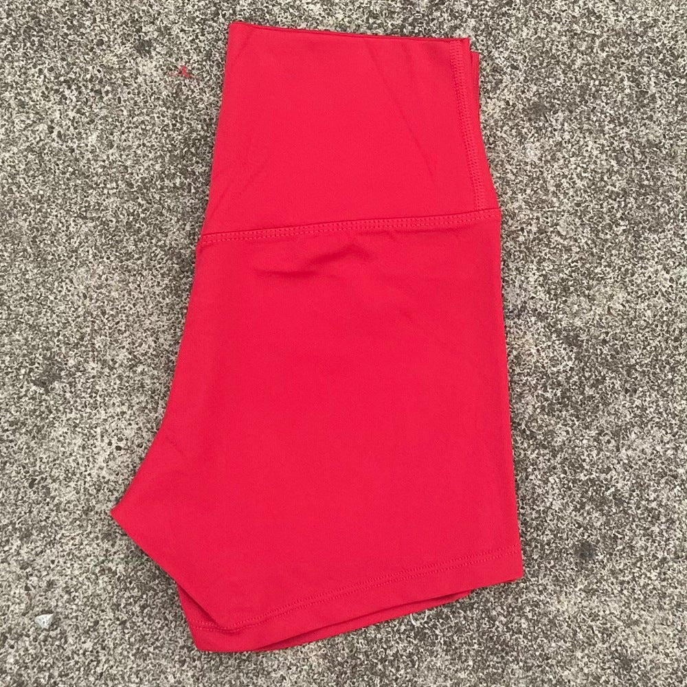 New Nude High-Waist Brushed Shorts Yoga Wear Nylon Shorts Women's Tight Yoga Three-Point Sports Shorts Peach - stoutforge