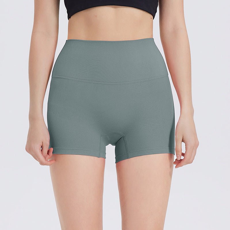 New Nude High-Waist Brushed Shorts Yoga Wear Nylon Shorts Women's Tight Yoga Three-Point Sports Shorts Peach - stoutforge