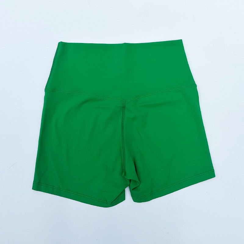 New Nude High-Waist Brushed Shorts Yoga Wear Nylon Shorts Women's Tight Yoga Three-Point Sports Shorts Peach - stoutforge
