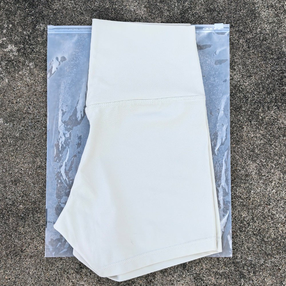 New Nude High-Waist Brushed Shorts Yoga Wear Nylon Shorts Women's Tight Yoga Three-Point Sports Shorts Peach - stoutforge