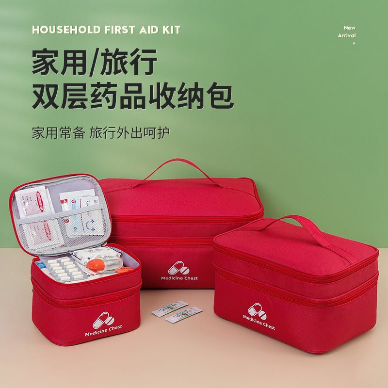 Outdoor First Aid Kit Large Capacity Household Medicine Box Double Layer Classification Storage Medicine Sorting Bag Travel Portable Medicine Bag - stoutforge