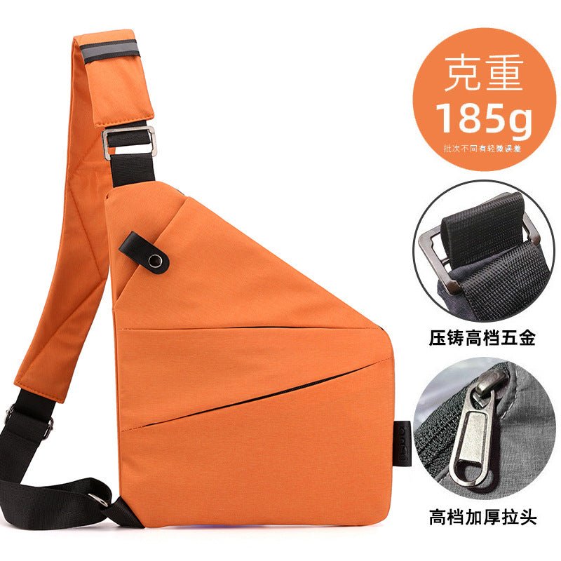 Right shoulder gun bag cross-border wholesale nylon chest bag men's lightweight simple large capacity messenger bag casual close-fitting shoulder bag - stoutforge