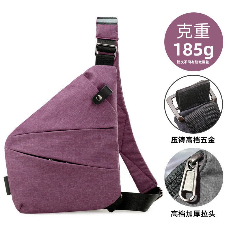 Right shoulder gun bag cross-border wholesale nylon chest bag men's lightweight simple large capacity messenger bag casual close-fitting shoulder bag - stoutforge