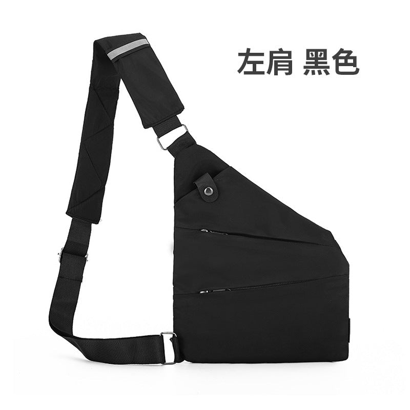 Right shoulder gun bag cross-border wholesale nylon chest bag men's lightweight simple large capacity messenger bag casual close-fitting shoulder bag - stoutforge