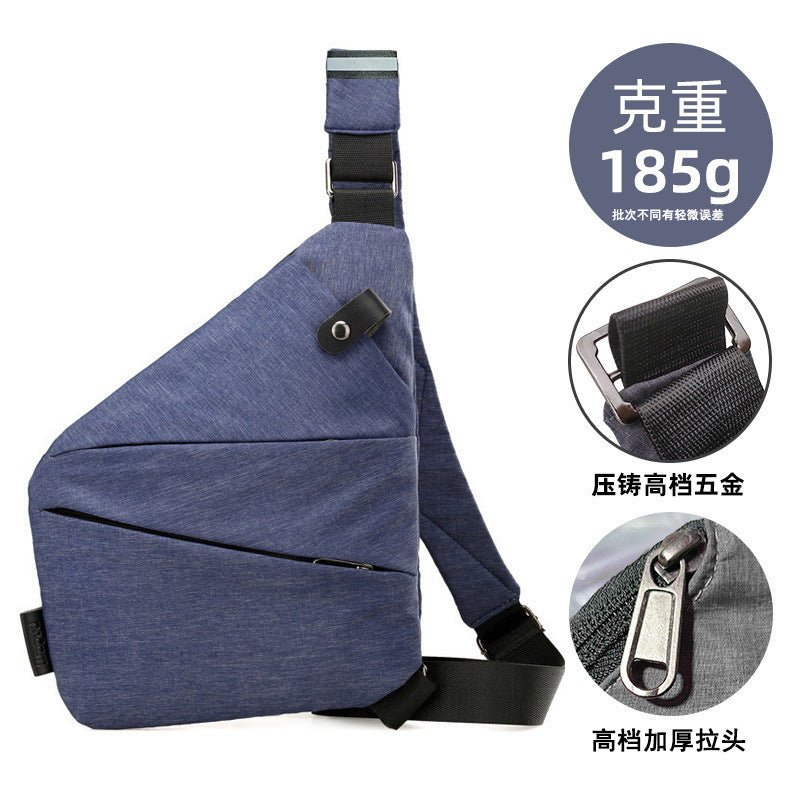 Right shoulder gun bag cross-border wholesale nylon chest bag men's lightweight simple large capacity messenger bag casual close-fitting shoulder bag - stoutforge