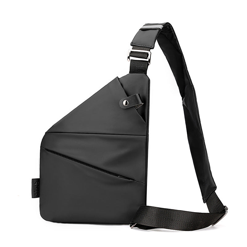 Right shoulder gun bag cross-border wholesale nylon chest bag men's lightweight simple large capacity messenger bag casual close-fitting shoulder bag - stoutforge