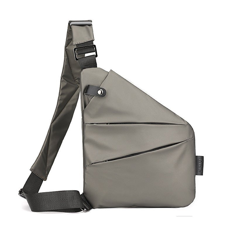 Right shoulder gun bag cross-border wholesale nylon chest bag men's lightweight simple large capacity messenger bag casual close-fitting shoulder bag - stoutforge