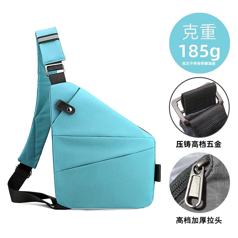 Right shoulder gun bag cross-border wholesale nylon chest bag men's lightweight simple large capacity messenger bag casual close-fitting shoulder bag - stoutforge