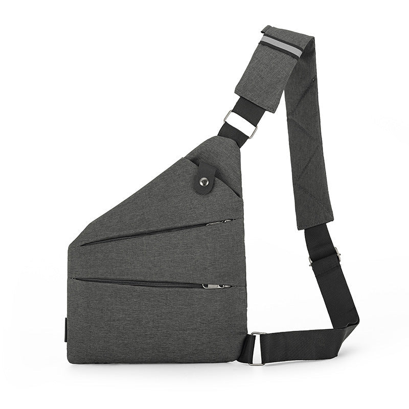 Right shoulder gun bag cross-border wholesale nylon chest bag men's lightweight simple large capacity messenger bag casual close-fitting shoulder bag - stoutforge