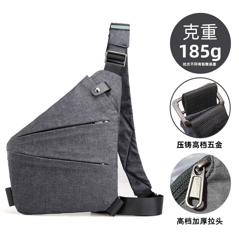 Right shoulder gun bag cross-border wholesale nylon chest bag men's lightweight simple large capacity messenger bag casual close-fitting shoulder bag - stoutforge