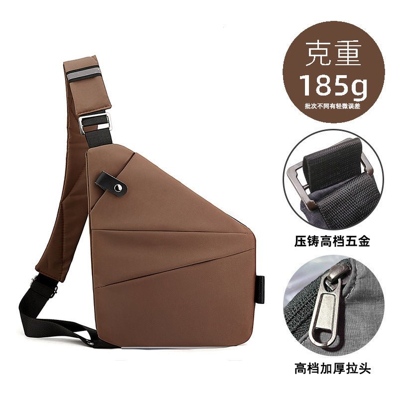 Right shoulder gun bag cross-border wholesale nylon chest bag men's lightweight simple large capacity messenger bag casual close-fitting shoulder bag - stoutforge
