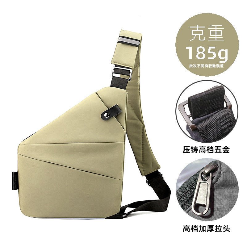 Right shoulder gun bag cross-border wholesale nylon chest bag men's lightweight simple large capacity messenger bag casual close-fitting shoulder bag - stoutforge