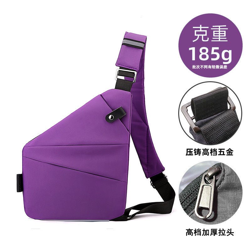 Right shoulder gun bag cross-border wholesale nylon chest bag men's lightweight simple large capacity messenger bag casual close-fitting shoulder bag - stoutforge