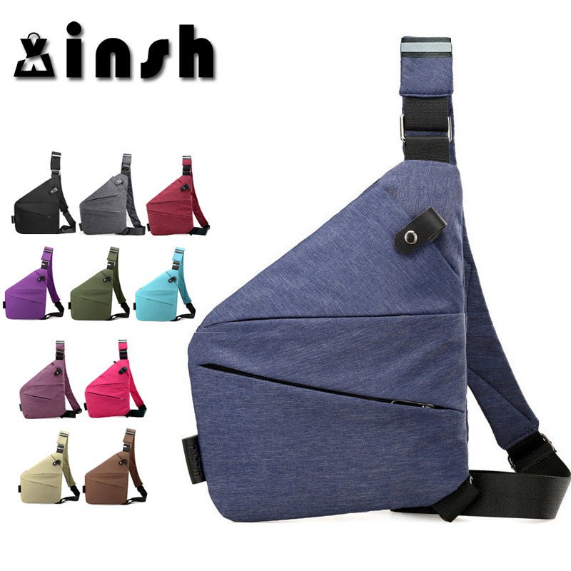 Right shoulder gun bag cross-border wholesale nylon chest bag men's lightweight simple large capacity messenger bag casual close-fitting shoulder bag - stoutforge