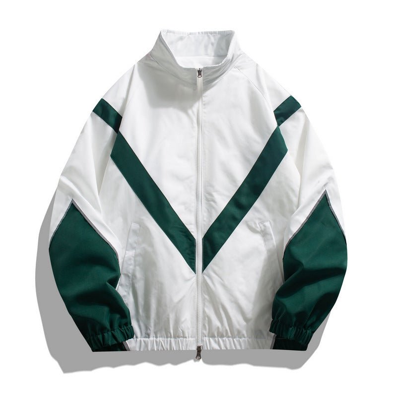 Russian Foreign Trade Trendy Brand Reflective Patchwork Stand-Up Collar Jacket Spring and Autumn Loose Sports Casual Jacket for Men - stoutforge