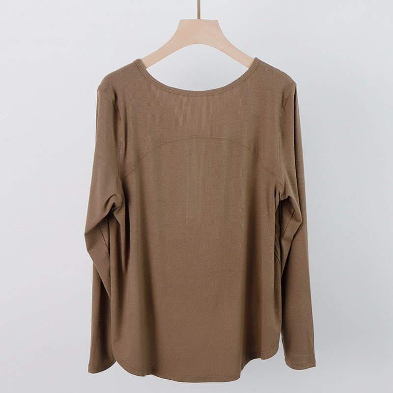 Summer New Style Yoga Top Long-Sleeved Women's Ribbed Loose Blouse Quick-Drying Running Sports Long-Sleeved Quick-Drying T-Shirt for Women - stoutforge