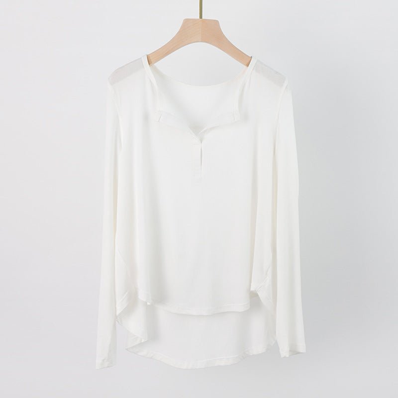 Summer New Style Yoga Top Long-Sleeved Women's Ribbed Loose Blouse Quick-Drying Running Sports Long-Sleeved Quick-Drying T-Shirt for Women - stoutforge