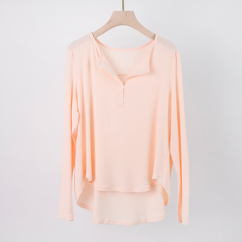 Summer New Style Yoga Top Long-Sleeved Women's Ribbed Loose Blouse Quick-Drying Running Sports Long-Sleeved Quick-Drying T-Shirt for Women - stoutforge
