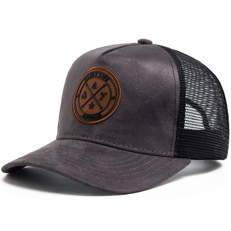 Summer Round Label Suede Baseball Cap Men's Mesh All-match Sunshade Women's Hip-hop Hat Trendy Foreign Trade Explosions in stock - stoutforge