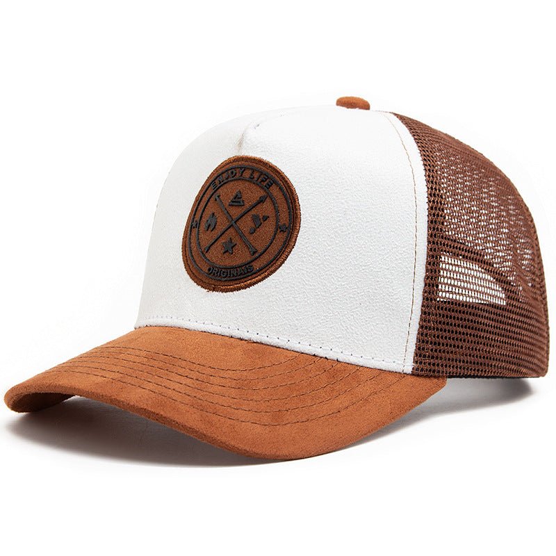 Summer Round Label Suede Baseball Cap Men's Mesh All-match Sunshade Women's Hip-hop Hat Trendy Foreign Trade Explosions in stock - stoutforge