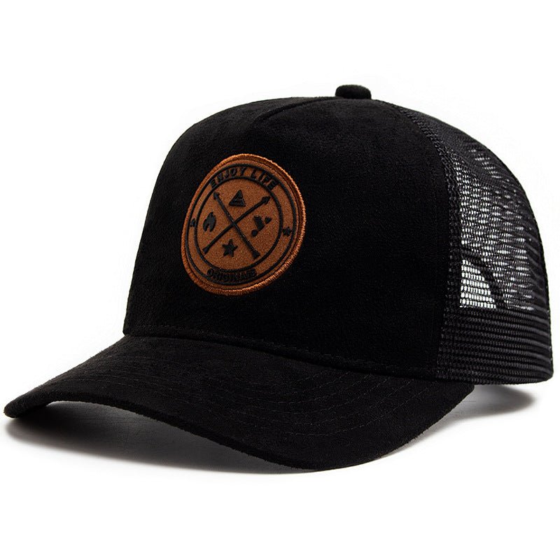 Summer Round Label Suede Baseball Cap Men's Mesh All-match Sunshade Women's Hip-hop Hat Trendy Foreign Trade Explosions in stock - stoutforge