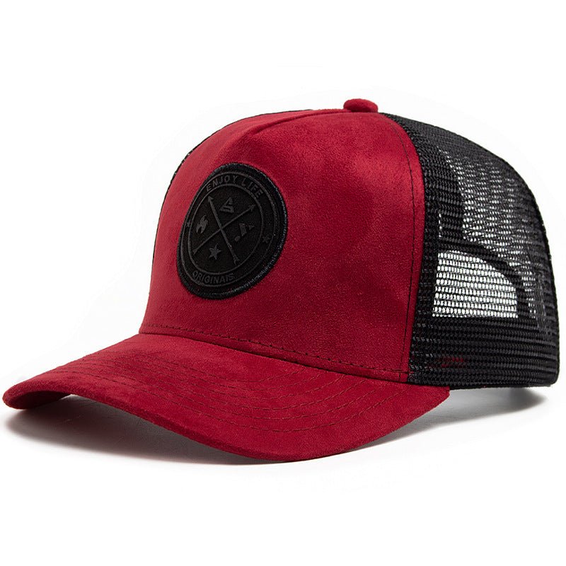 Summer Round Label Suede Baseball Cap Men's Mesh All-match Sunshade Women's Hip-hop Hat Trendy Foreign Trade Explosions in stock - stoutforge