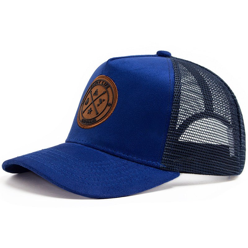 Summer Round Label Suede Baseball Cap Men's Mesh All-match Sunshade Women's Hip-hop Hat Trendy Foreign Trade Explosions in stock - stoutforge