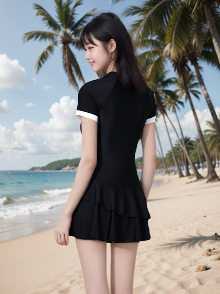Swimsuit female conjoined conservative belly-covering slimming slightly fat younger sister student class small chest gathered super fairy waist cross-border - stoutforge