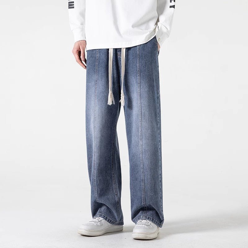 Tall Men's Extended Jeans Spring Gradient Pants Loose Straight Elastic Casual Pants Spring and Autumn Trendy Brand - stoutforge