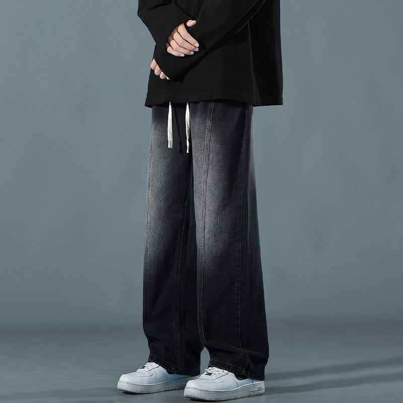 Tall Men's Extended Jeans Spring Gradient Pants Loose Straight Elastic Casual Pants Spring and Autumn Trendy Brand - stoutforge