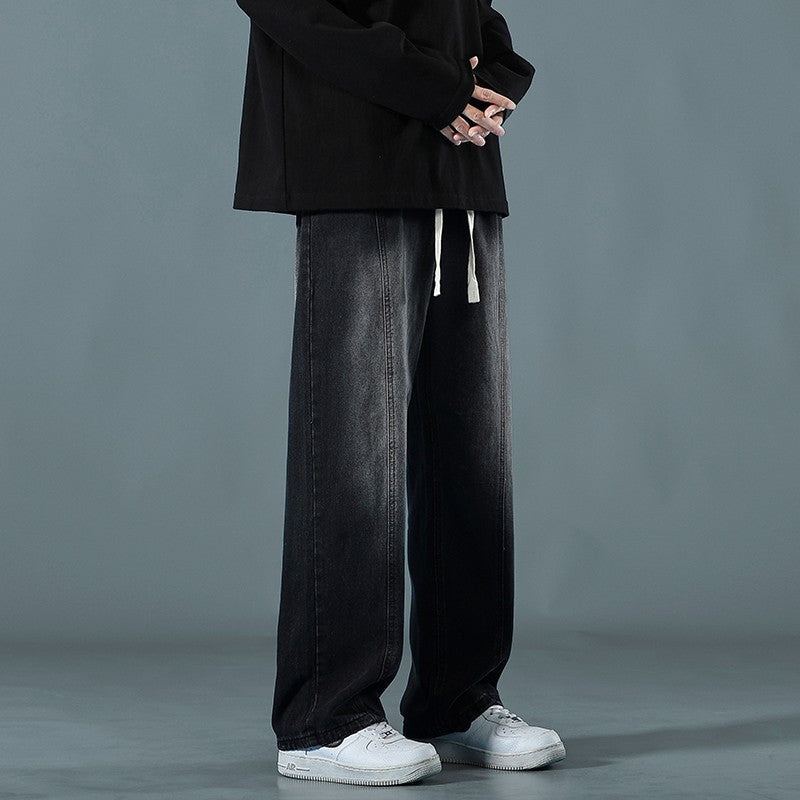 Tall Men's Extended Jeans Spring Gradient Pants Loose Straight Elastic Casual Pants Spring and Autumn Trendy Brand - stoutforge