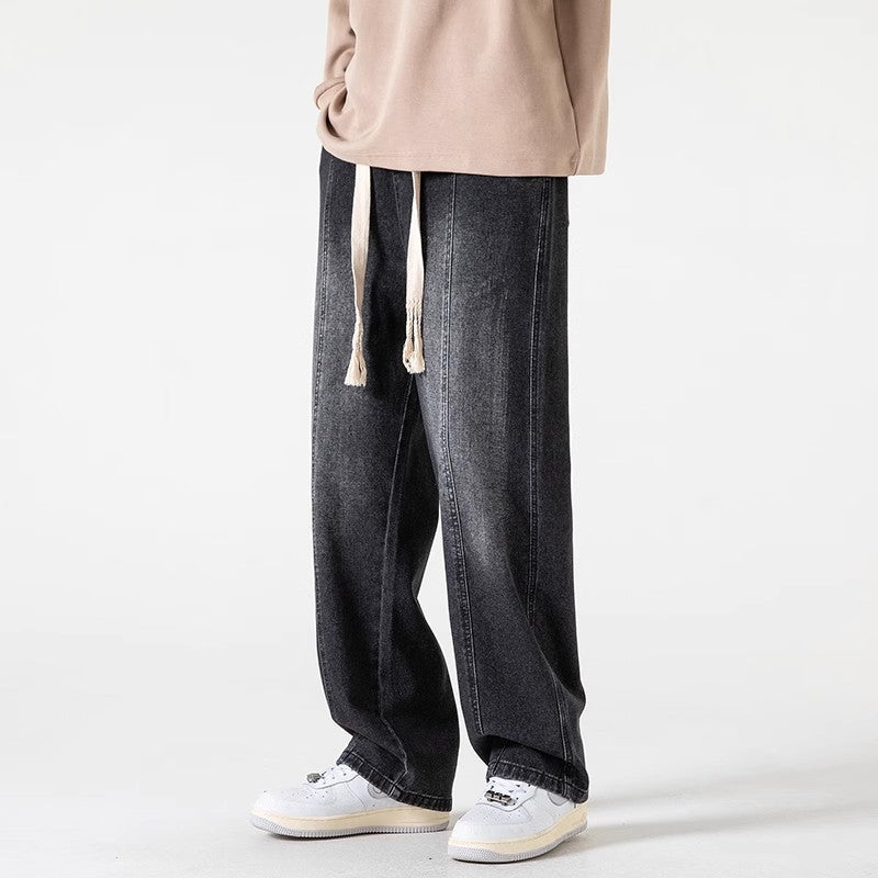 Tall Men's Extended Jeans Spring Gradient Pants Loose Straight Elastic Casual Pants Spring and Autumn Trendy Brand - stoutforge