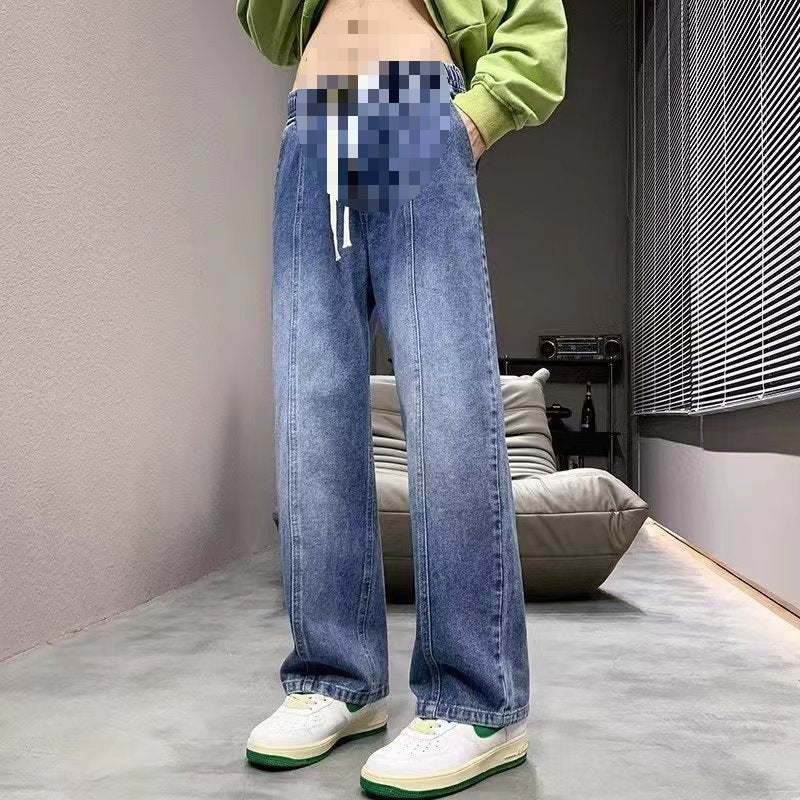 Tall Men's Extended Jeans Spring Gradient Pants Loose Straight Elastic Casual Pants Spring and Autumn Trendy Brand - stoutforge
