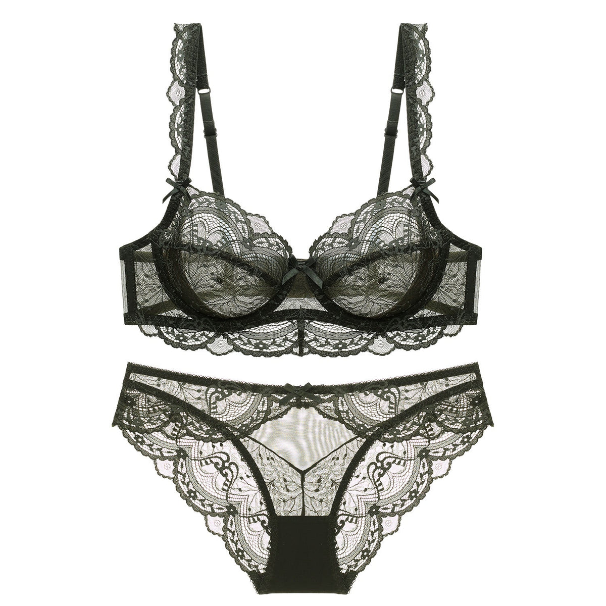 Ultra-Thin Sponge-Free Transparent Bra with Big Breasts and Small Lace Bra for Women Sexy Underwear Bra Set - stoutforge
