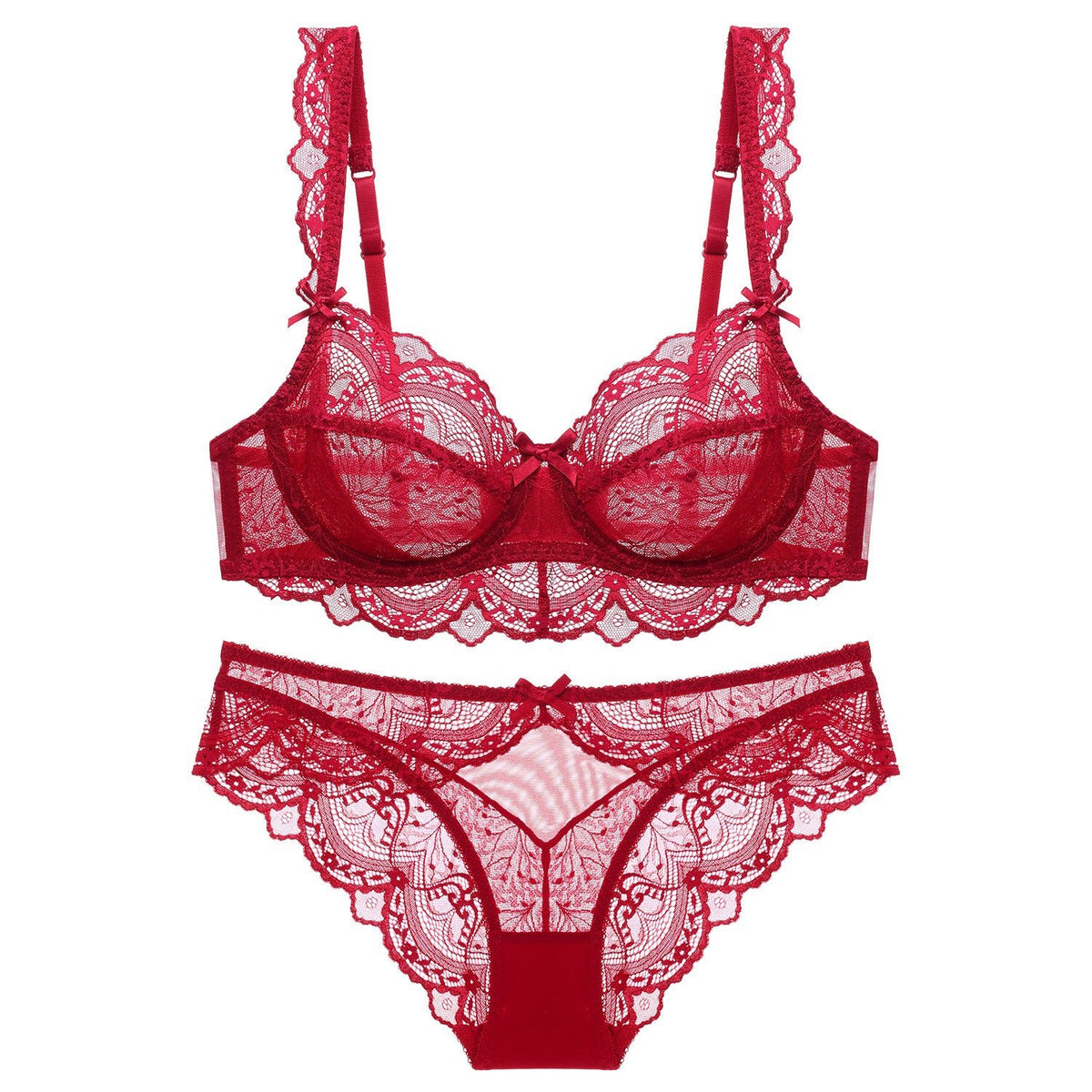 Ultra-Thin Sponge-Free Transparent Bra with Big Breasts and Small Lace Bra for Women Sexy Underwear Bra Set - stoutforge