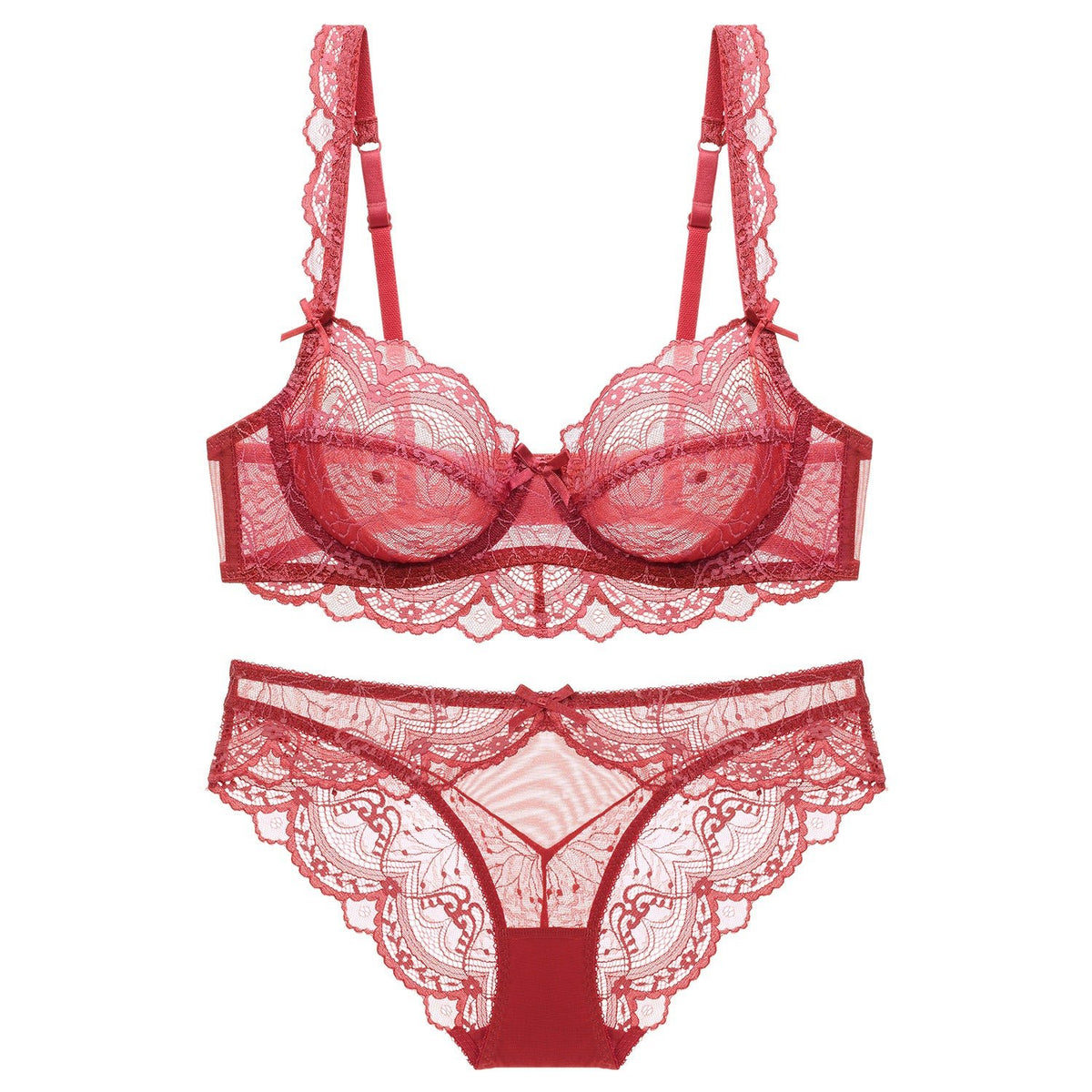 Ultra-Thin Sponge-Free Transparent Bra with Big Breasts and Small Lace Bra for Women Sexy Underwear Bra Set - stoutforge
