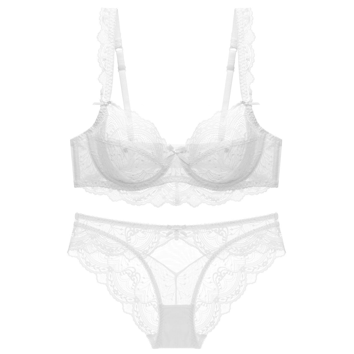 Ultra-Thin Sponge-Free Transparent Bra with Big Breasts and Small Lace Bra for Women Sexy Underwear Bra Set - stoutforge