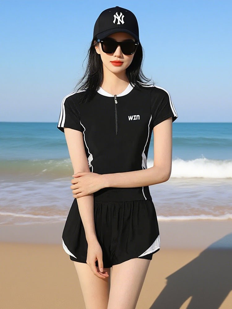 Women's Swimsuit Hot Spring 2025 New Split Slimming Look Belly-Covering Conservative Swimming Pool Special Sports Boxer Swimsuit - stoutforge